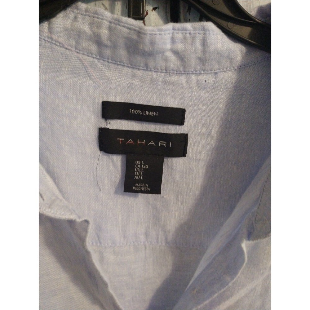 Tahari Casual Light Blue Linen Button-Up Shirt‎ - Picture 7 of 8